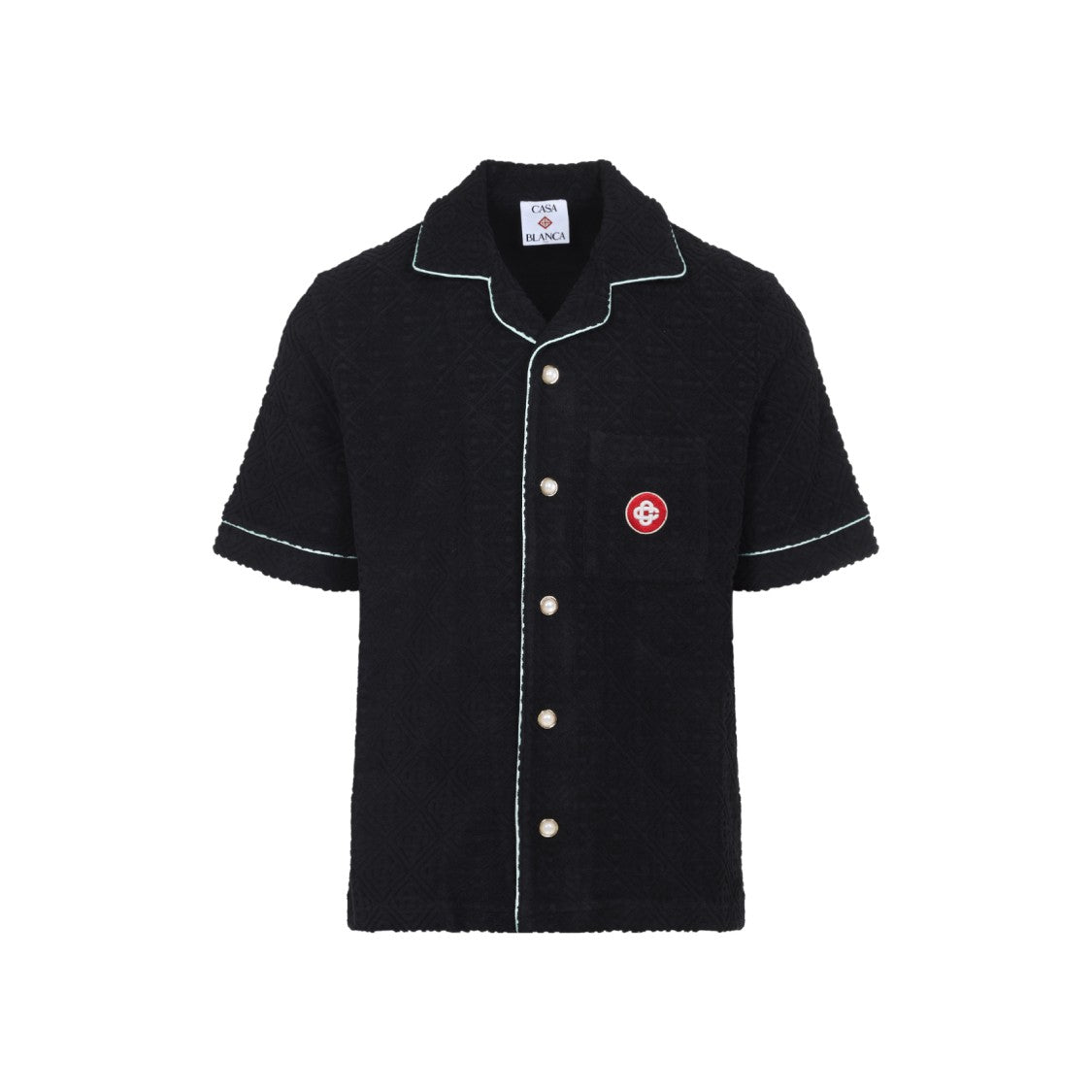 Casablanca Textured Black Shirt With Contrasting Piping