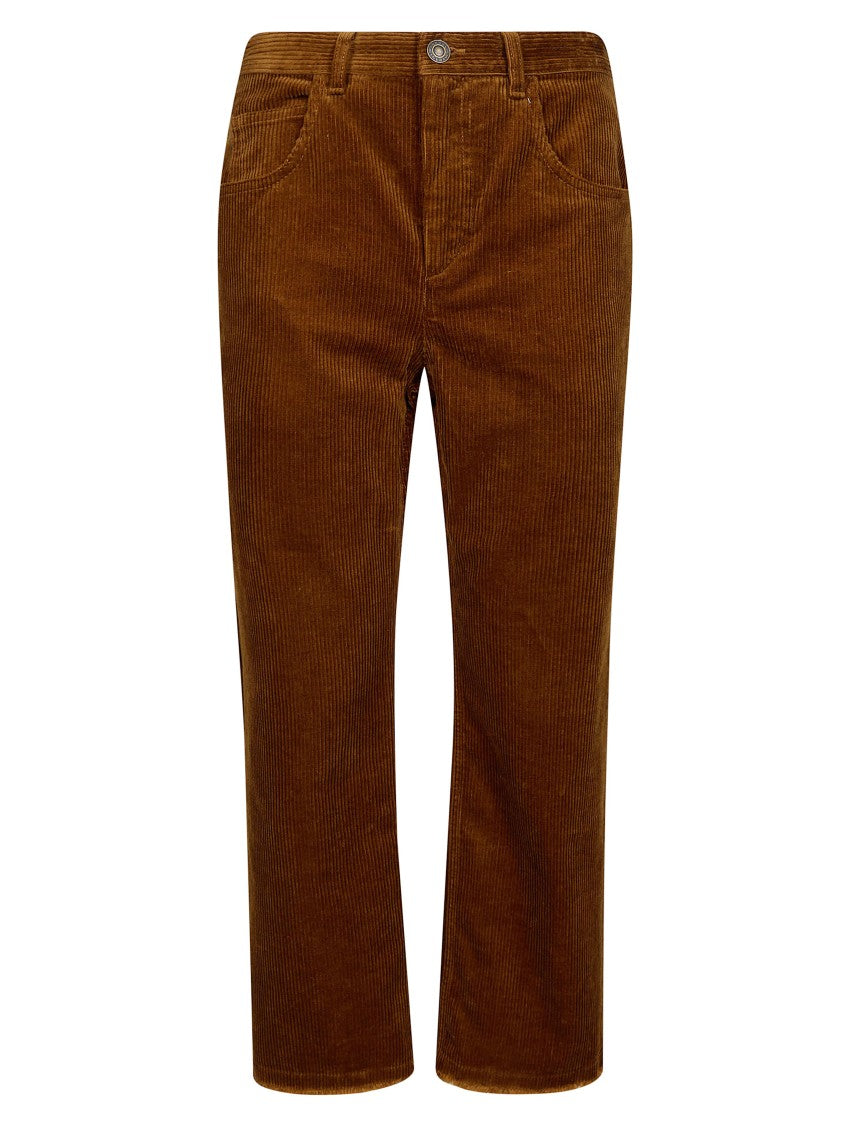 Isabel Marant Ruthie-Gb Cropped Brown Corduroy Straight-Leg Pants