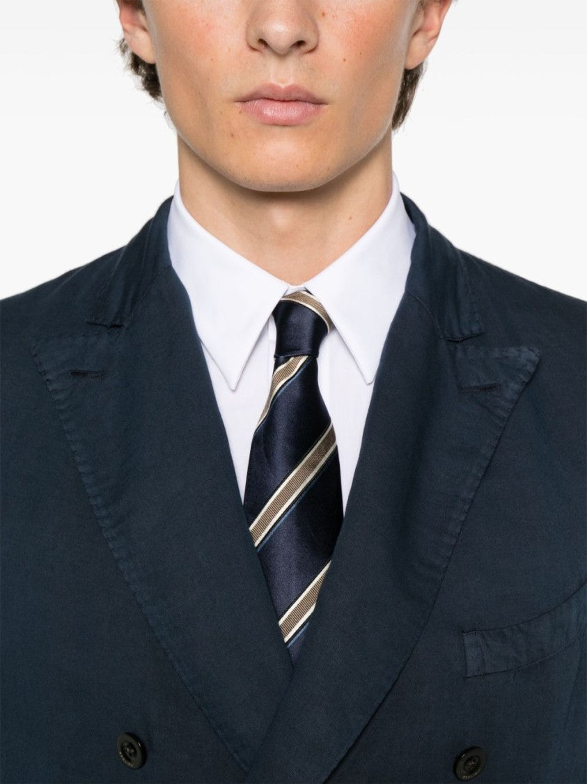 Boglioli Navy Blue Double-Breasted Cotton Jacket