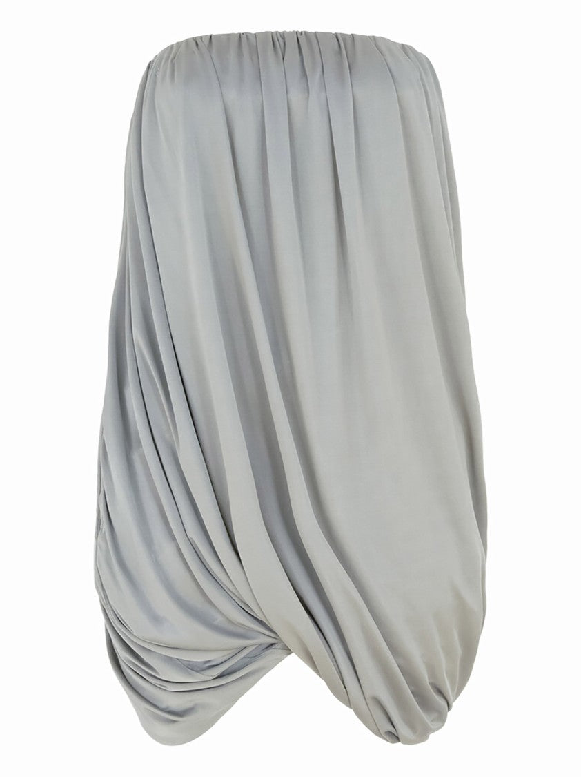The Attico Strapless Grey Mini Dress With Draped Asymmetry