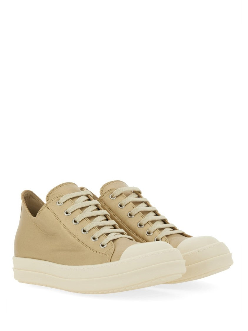 Rick Owens Lamb Leather Low-Top Sneakers With Calf Leather Toe Cap