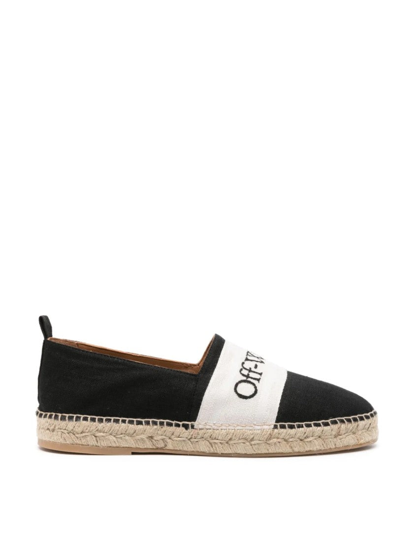 Off-White Bookish Logo Linen Espadrilles