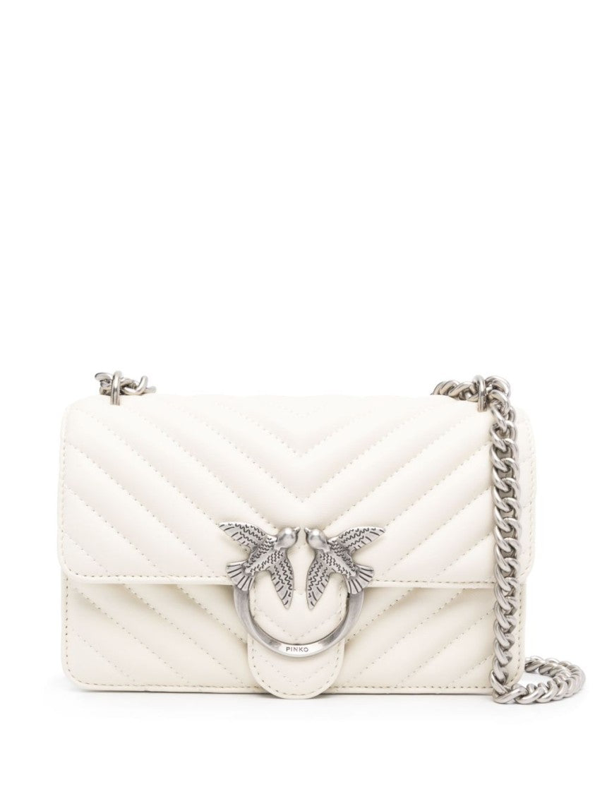 Pinko White Lambskin Quilted Shoulder Bag