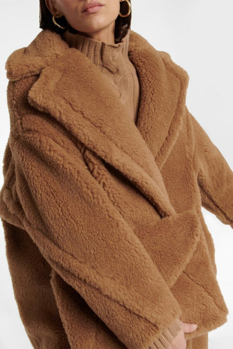 Max Mara Camel Teddy Plush Double-Breasted Camel Coat