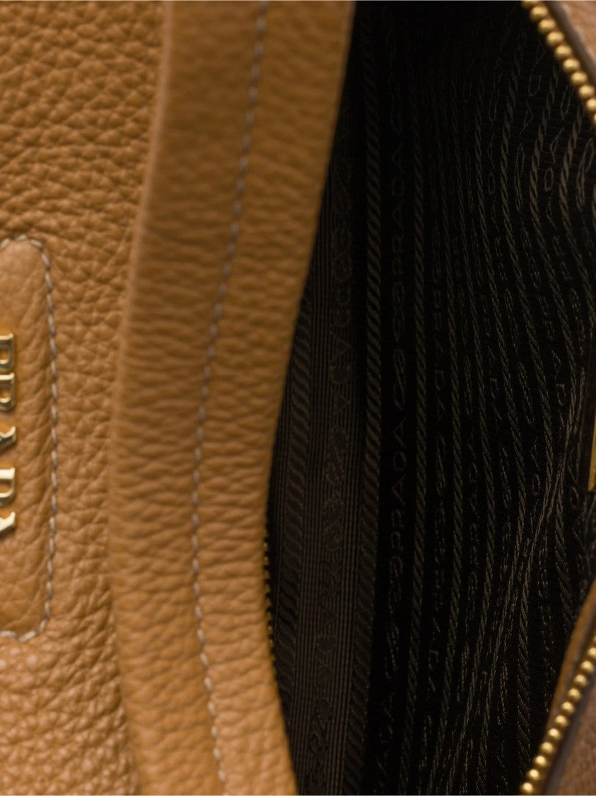 Prada Rich Brown Sacca Pebbled Handbag