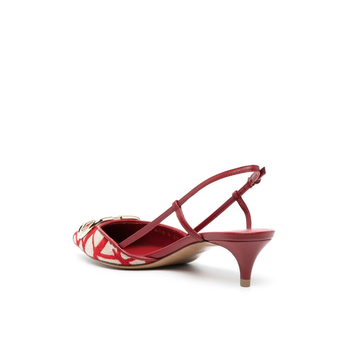 Valentino Garavani Toile Iconographe Pumps With Pointed Toe And Ankle Strap