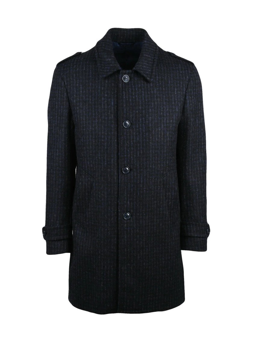 L.B.M. 1911 Blue-Black Wool-Blend Coat