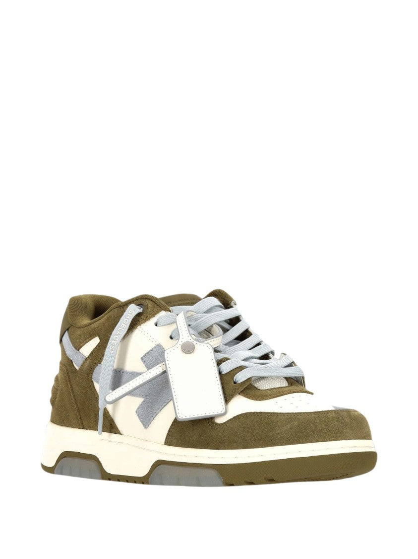 Off-White Mud Green Out Of Office Suede Low-Top Sneakers