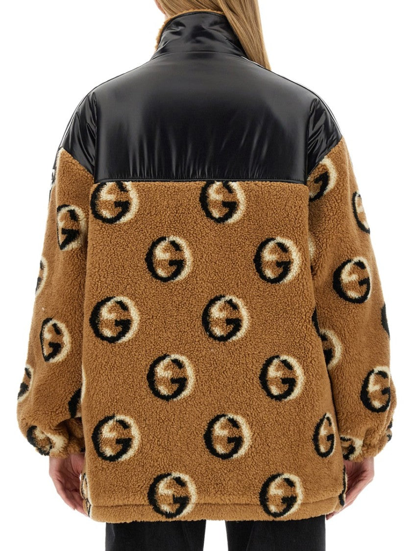 Gucci Jacquard Pattern Zipper Jacket In Luxurious Wool