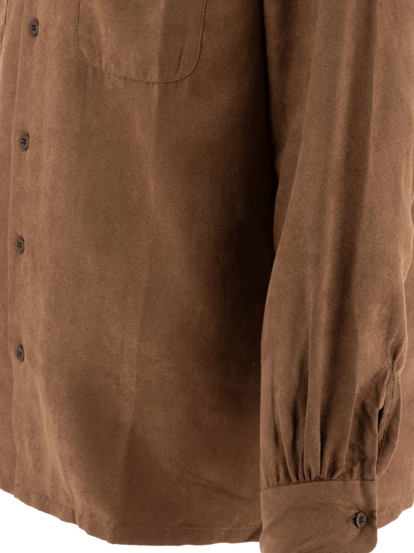 Engineered Garments Brown Structured Fabric Shirt With Button-Down Front