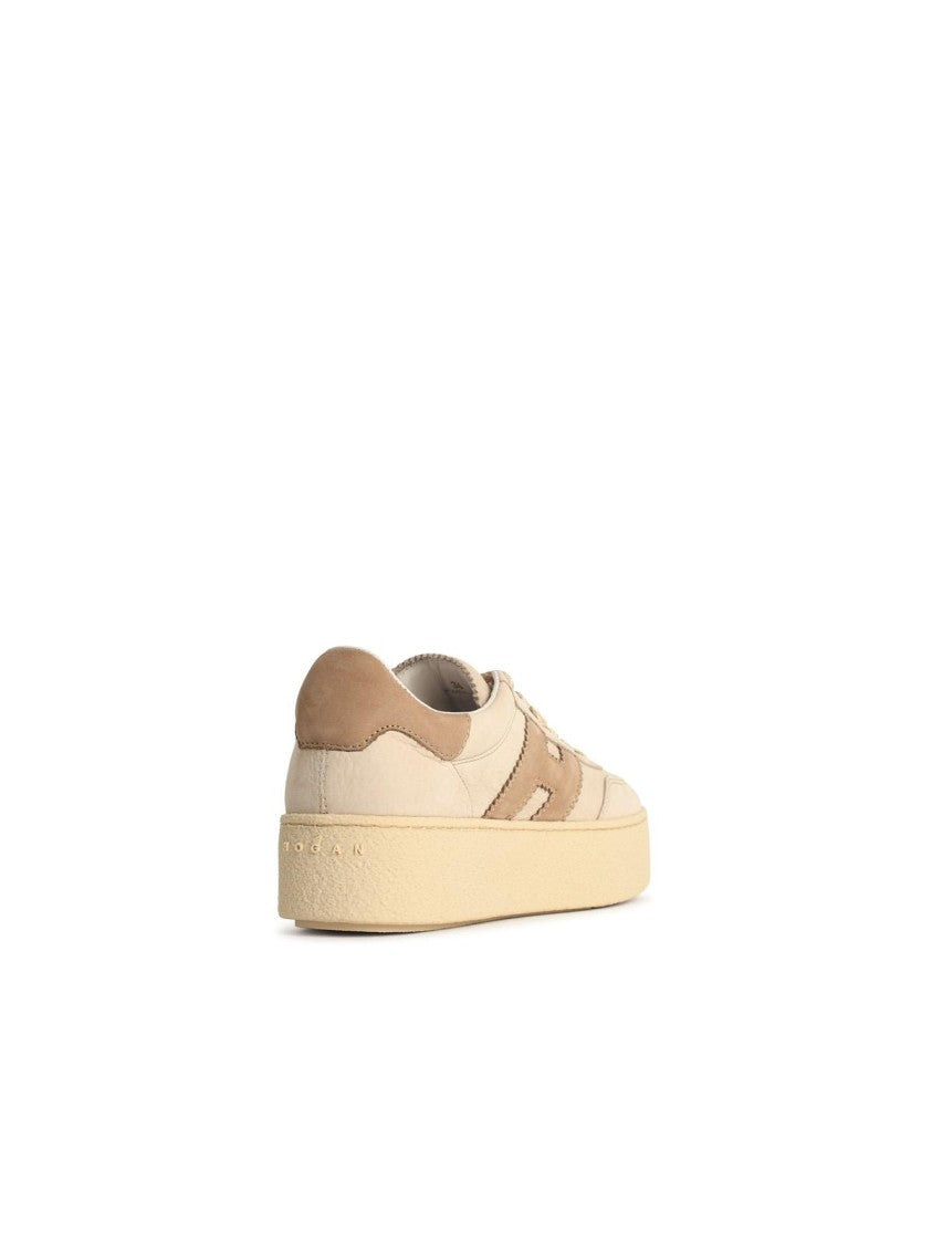 Hogan ' Cool' Beige Leather Sneakers