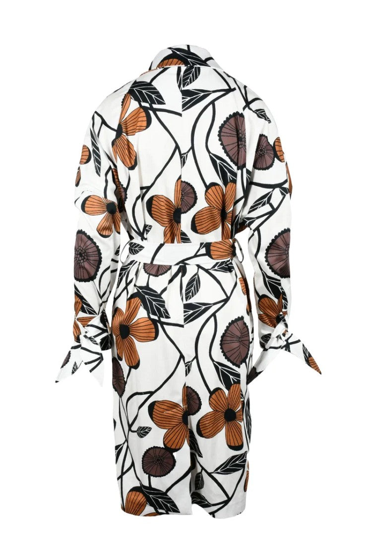 Bottega Martinese Multicolour Floral Pattern Trench Coat