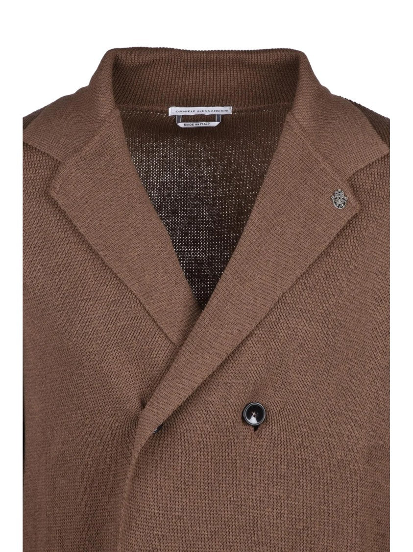 Daniele Alessandrini Textured Knit Blazer With Double-Breasted Closure