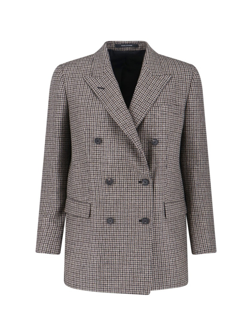 Tagliatore Double-Breasted Houndstooth Jacket With Tailored Silhouette
