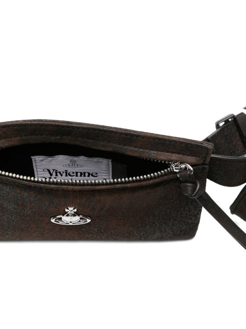 Vivienne Westwood Brown Textured Dual Compartment Belt Bag