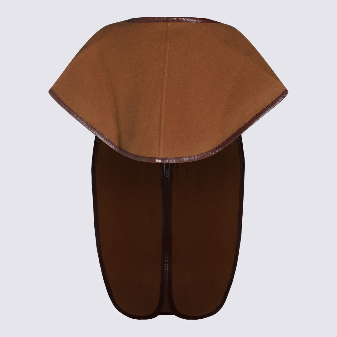 Chloé Brown Leather Trim Cape Scarf