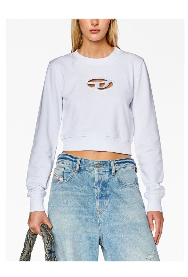 Diesel Cropped Sweatshirt With Classic Crew Neckline And Logo Detail