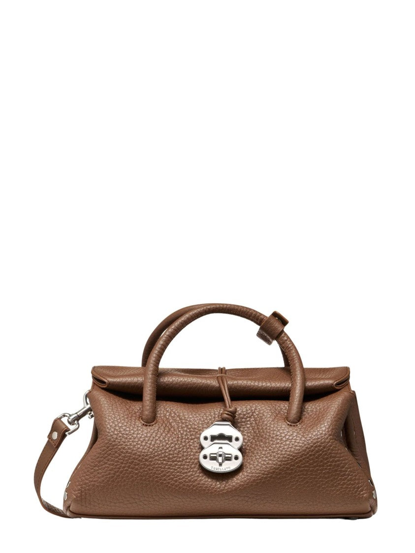 Zanellato Structured Leather Handbag With Silver-Tone Turn-Lock Clasp