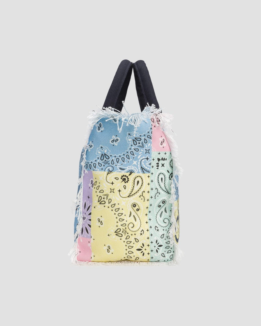 Mc2 Saint Barth Patchwork Tote Bag With Frayed Edges