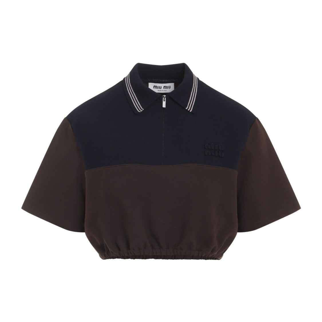Miu Miu Two-Tone Cropped Top With Striped Collar