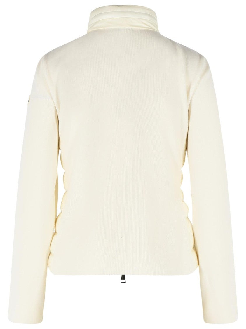 Moncler Padded Virgin Wool Cardigan With Ivory White Zip