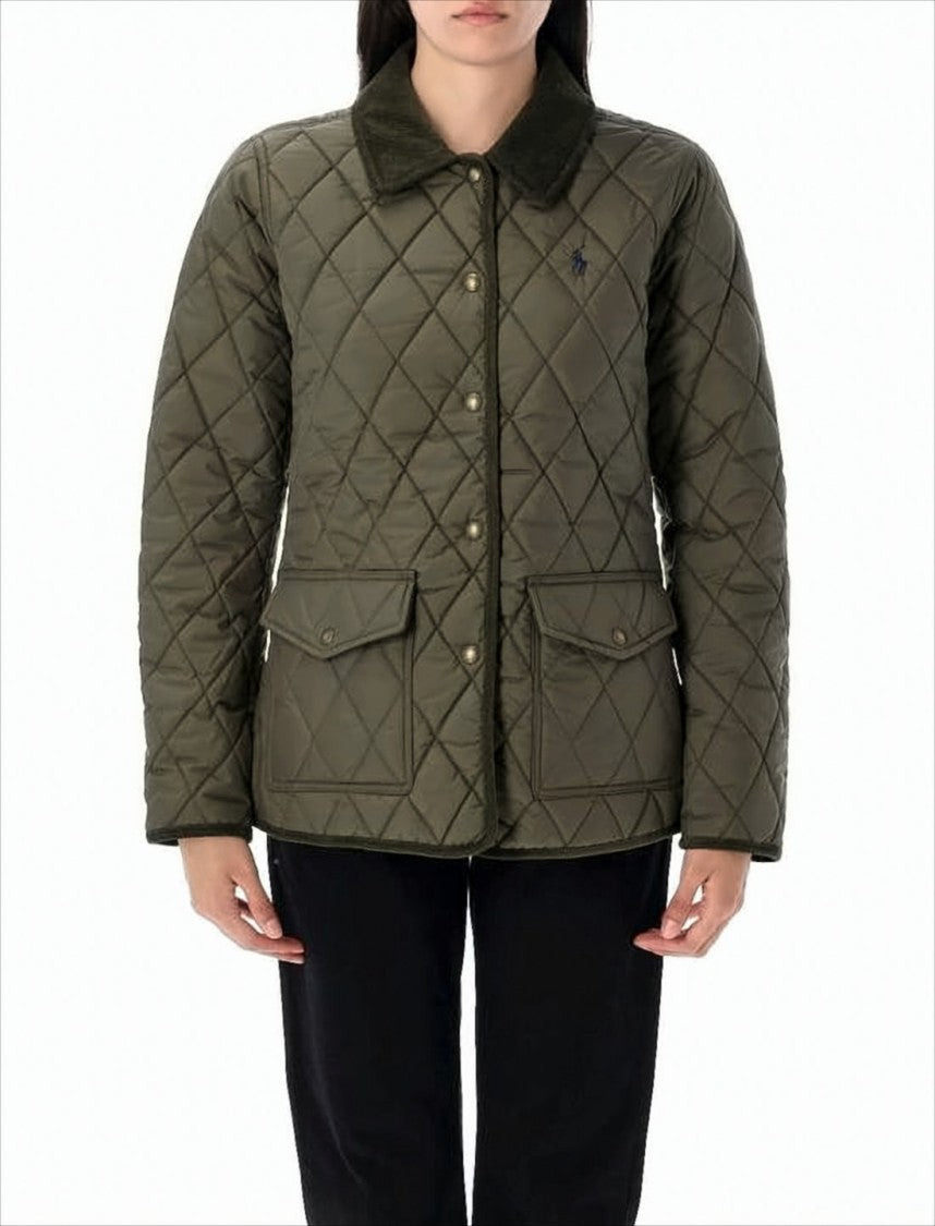 Polo Ralph Lauren Diamond Quilted Padded Jacket With Snap Button Closure