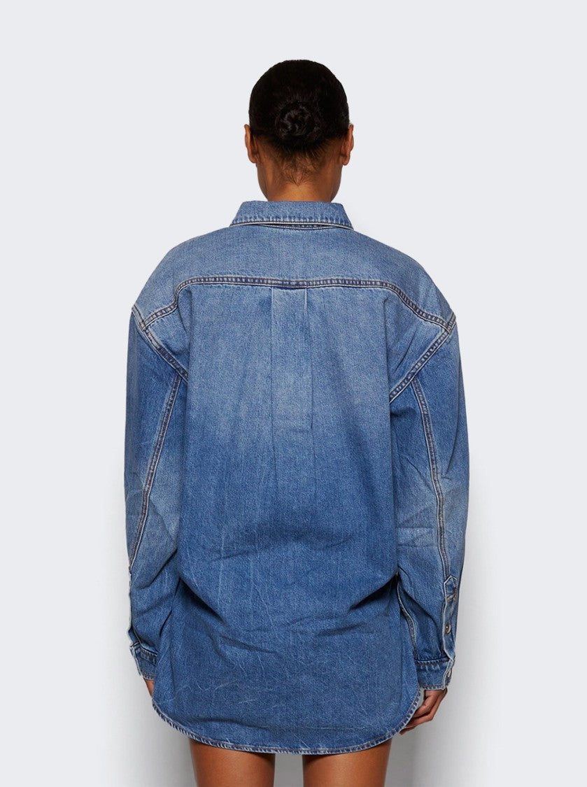 Alexander Wang Pre-Styled Denim Shirt Dress Vintage Light Indigo