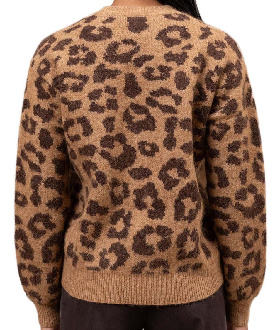 Mc2 Saint Barth Cropped Sweater With All-Over Leopard Print