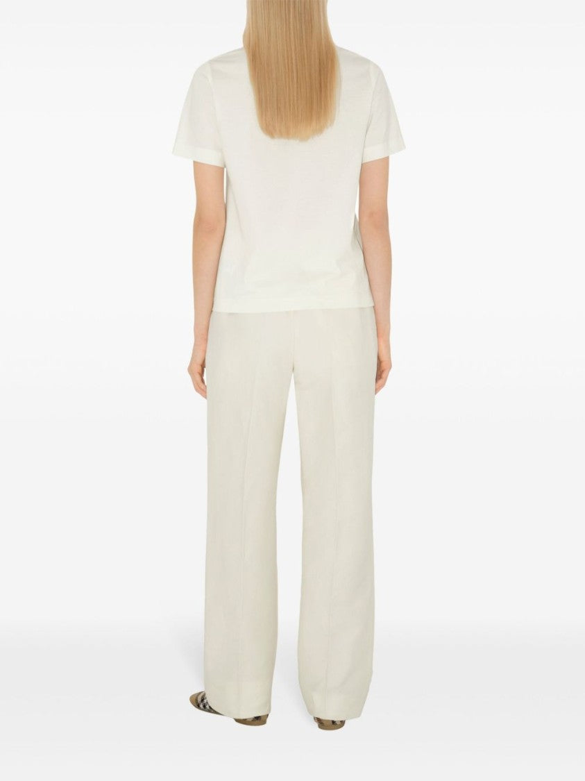 Burberry White Check Detail Cotton T-Shirt