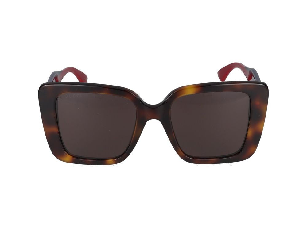 Gucci Havana Tortoiseshell Accents Oversized Square Sunglasses