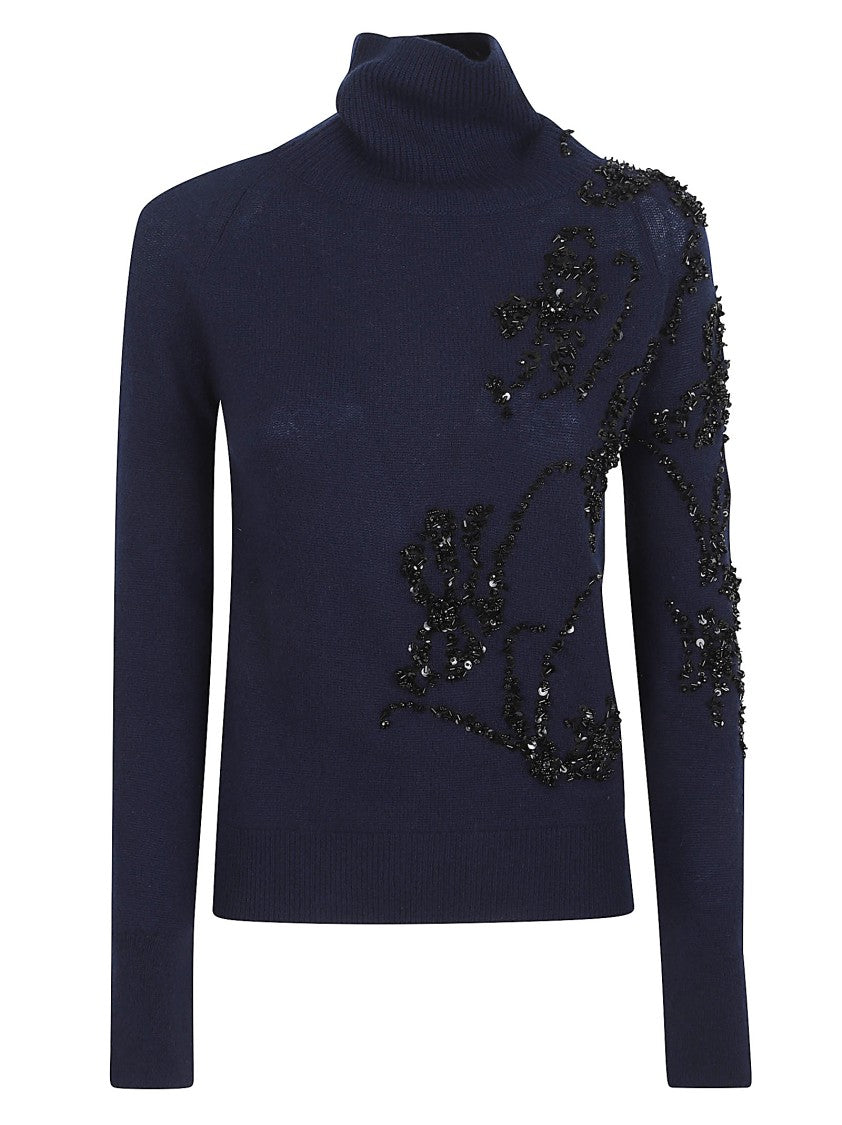 Ermanno Scervino Deep Navy Cashmere Turtleneck Sweater