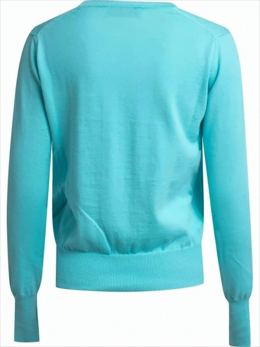 Vivienne Westwood Lightweight Blue Knit Sweater With Ribbed Details