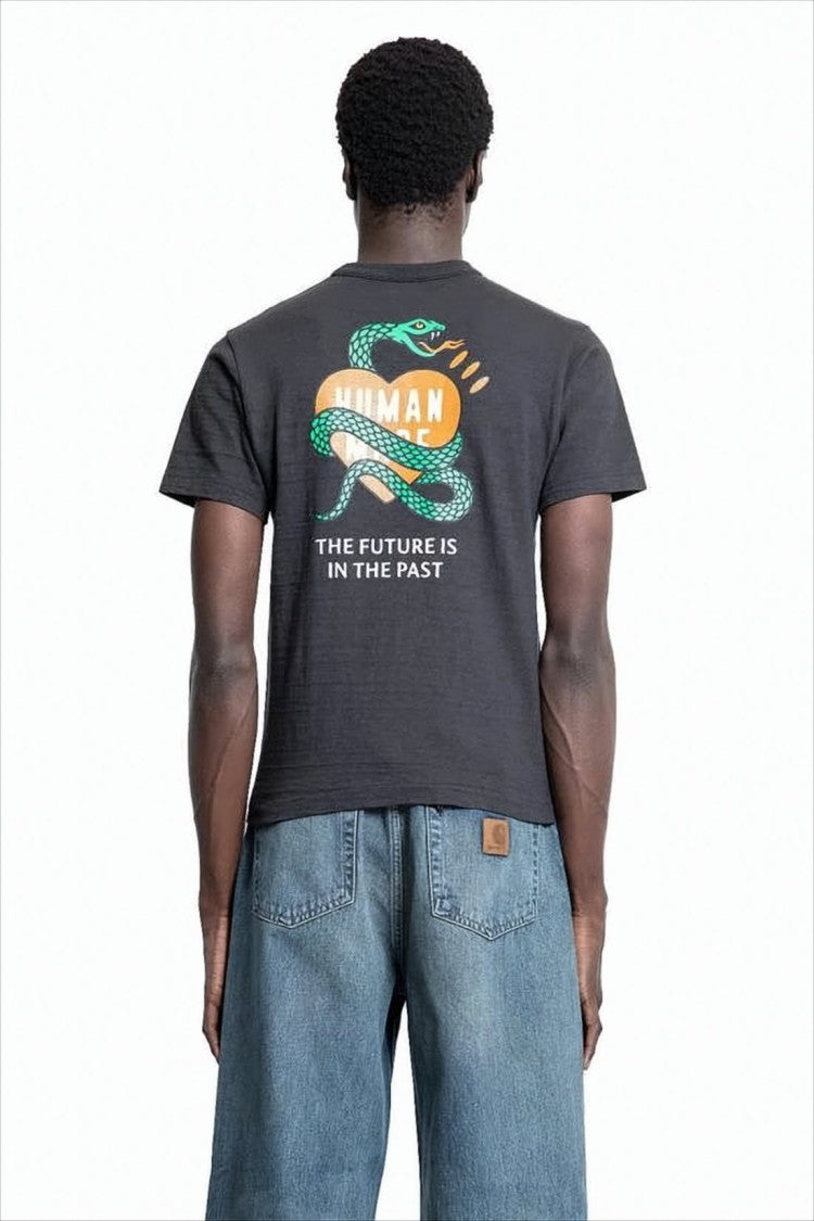 Humanmade Short-Sleeve Cotton T-Shirt With Heart And Snake Graphics
