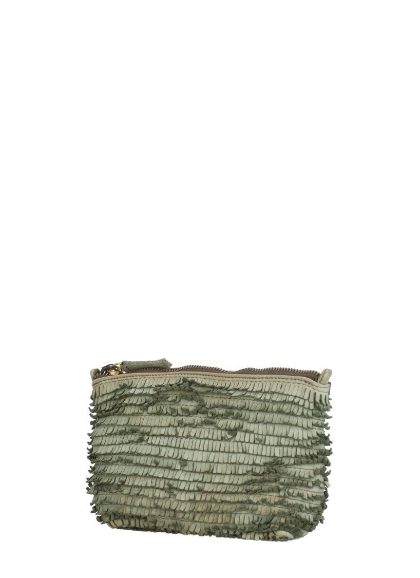 Majo Fringed Green Majo Leather Shoulder Bag