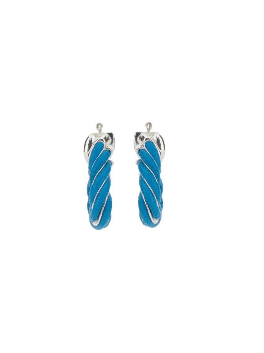 Bottega Veneta Triangular Twist Hoop Earrings With Silver