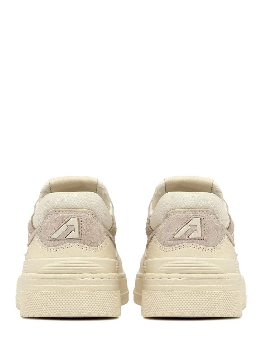 Autry Ivory Leather Low-Top Sneakers With Suede Accents