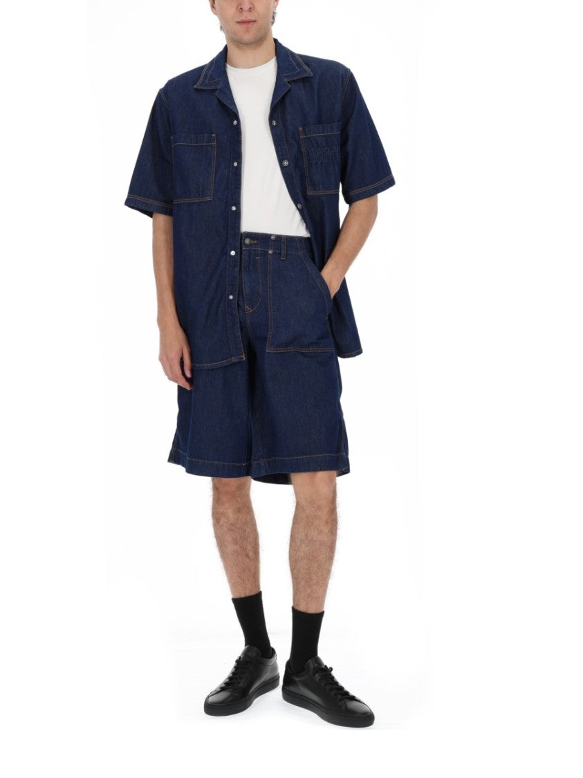 Versace Jeans Couture Baroque Logo Chest Denim Shirt