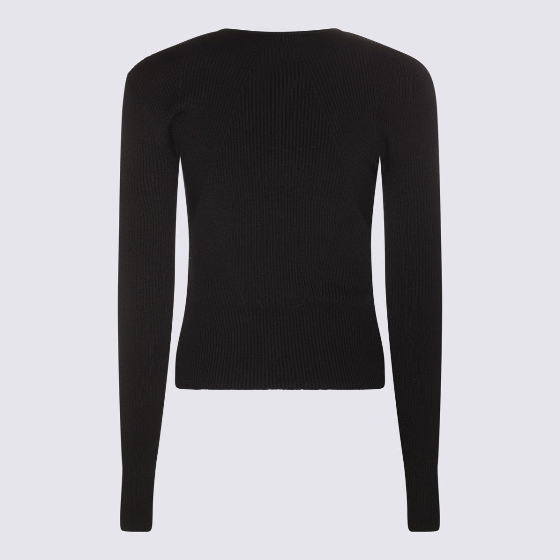 Alexander Mcqueen Fitted Ribbed Sweater With Deep V-Neck And Modern Cut-Out Detail