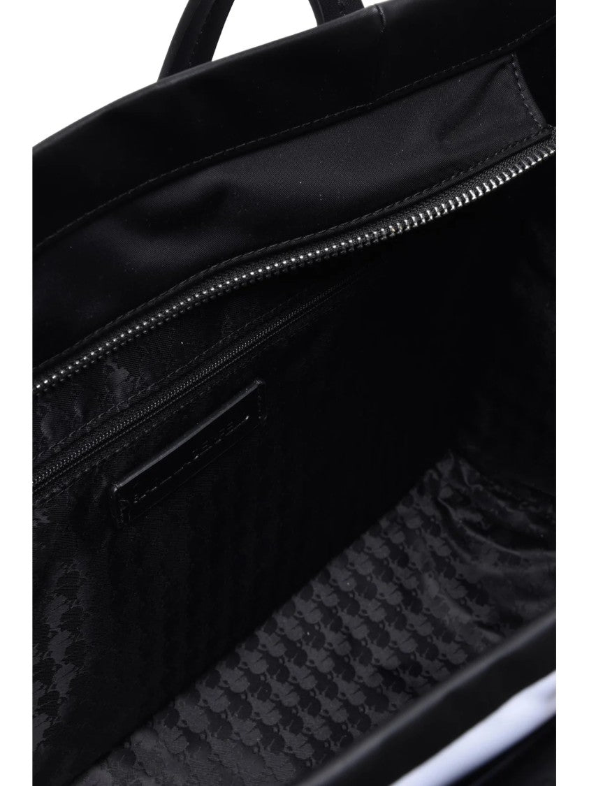 Karl Lagerfeld Black White Stripe Ikon Nylon Tote Bag
