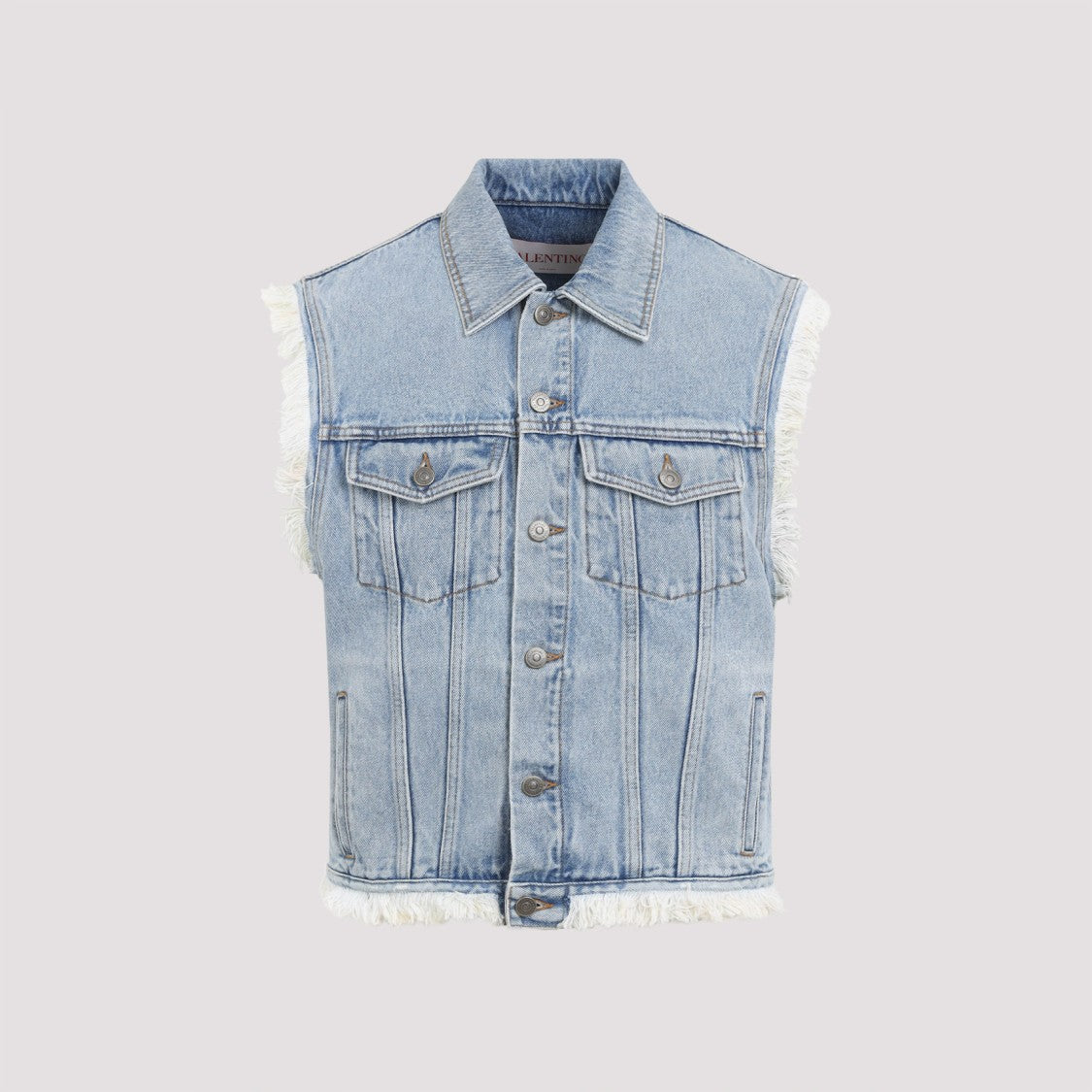Valentino Frayed Hem Denim Waistcoat