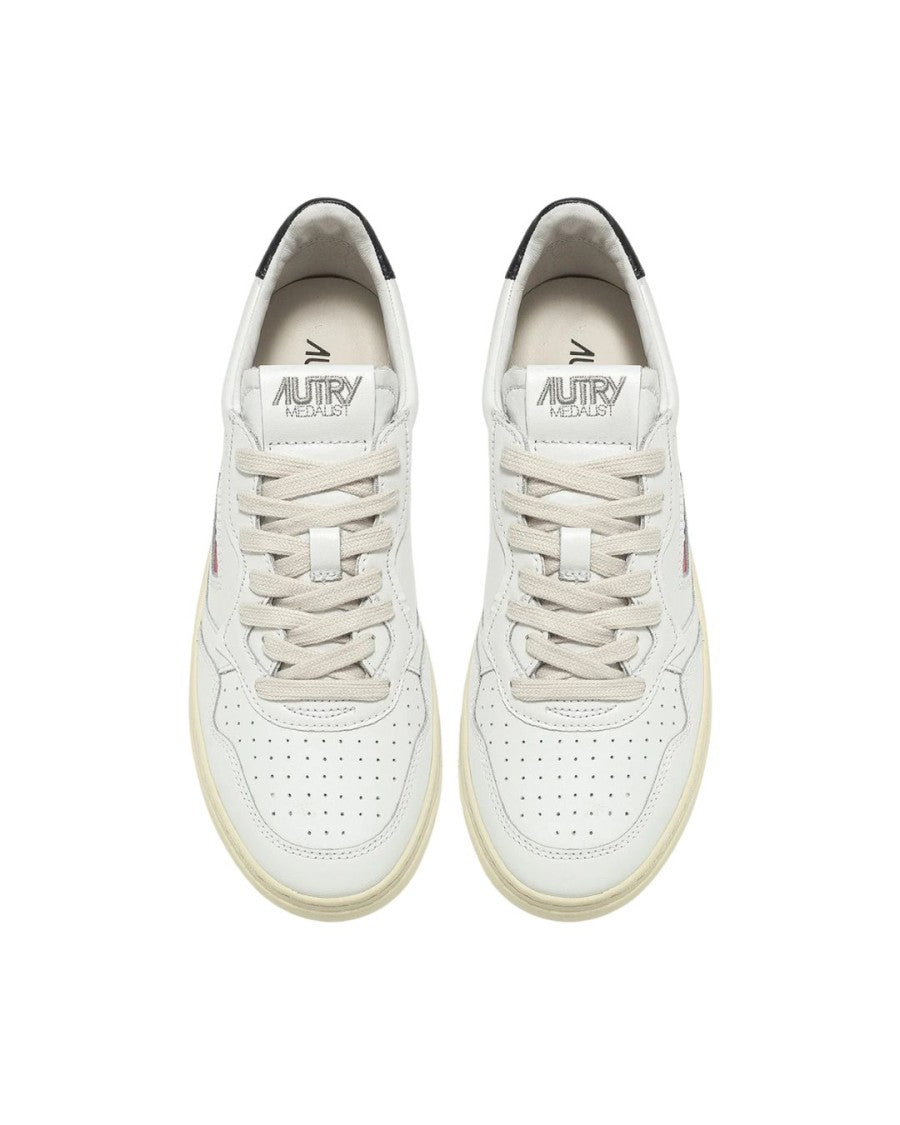 Autry Medalist Low Sneakers In White, Black Leather