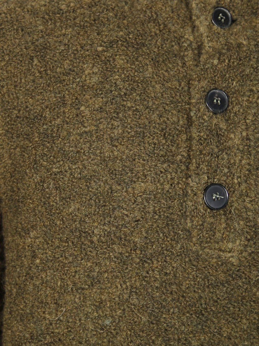 Amaranto Textured Knit Sweater With Henley Neckline