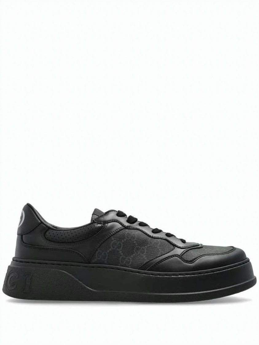 Gucci Low-Top Canvas Sneakers With Leather Overlays