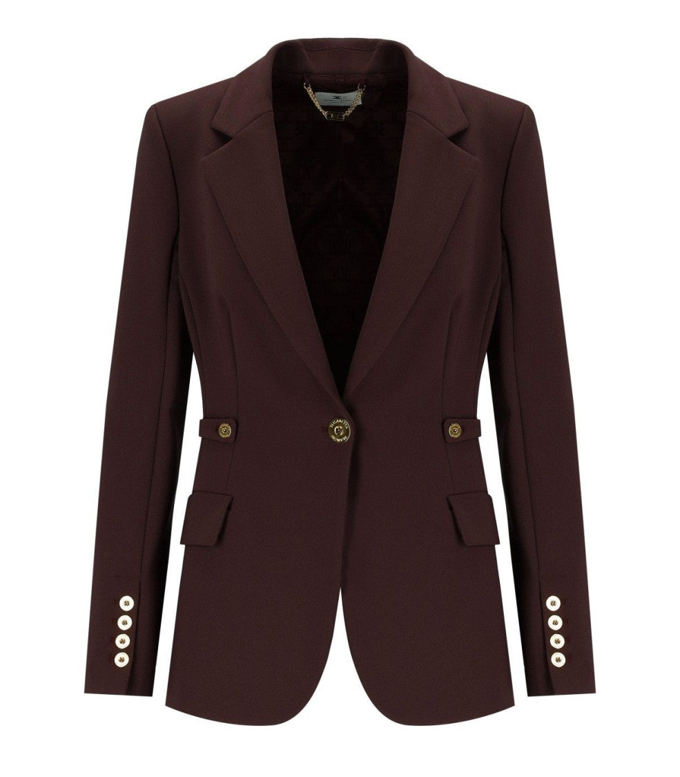 Elisabetta Franchi Merlot Single-Breasted Blazer