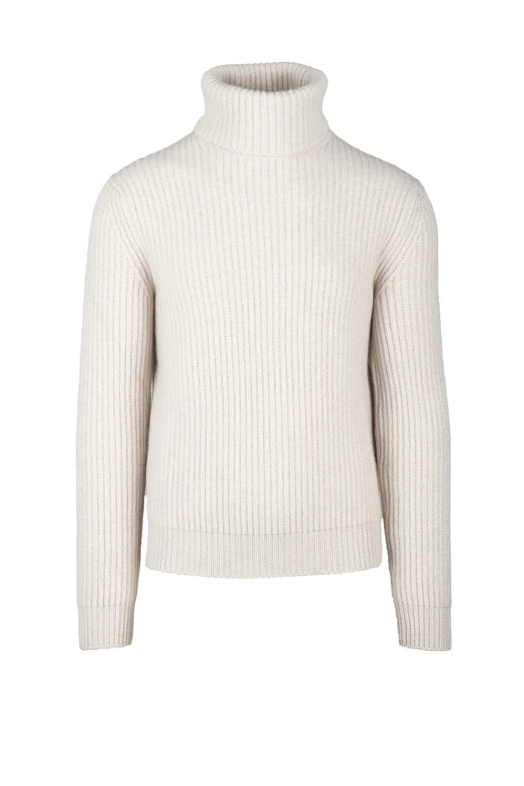Malo High Neck Cashmere Sweater - White