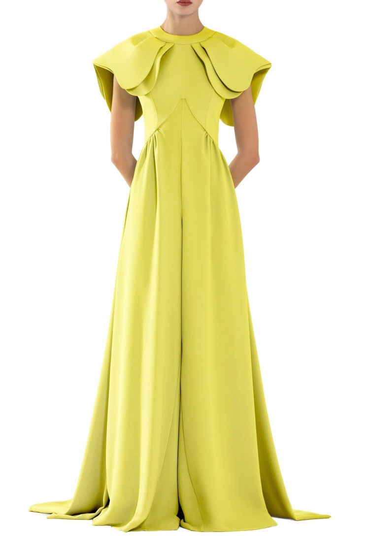 Saiid Kobeisy Crepe Jumpsuit, With Back Overskirt