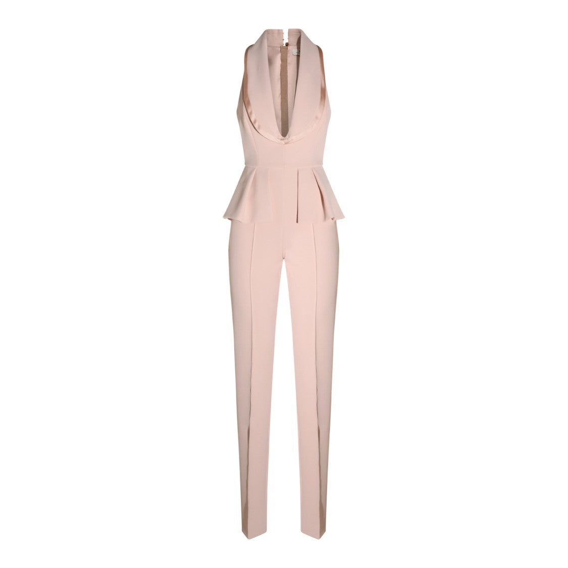 Elisabetta Franchi Draped-Collar Peplum Sleeveless Jumpsuit