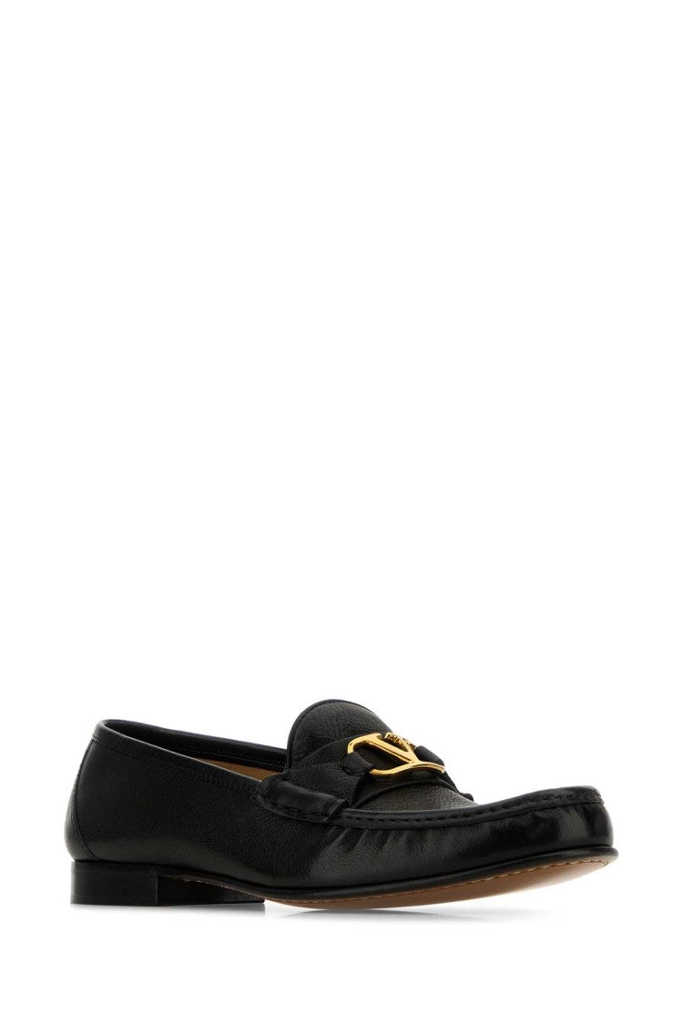 Valentino Garavani Black Leather Vlogo Loafers