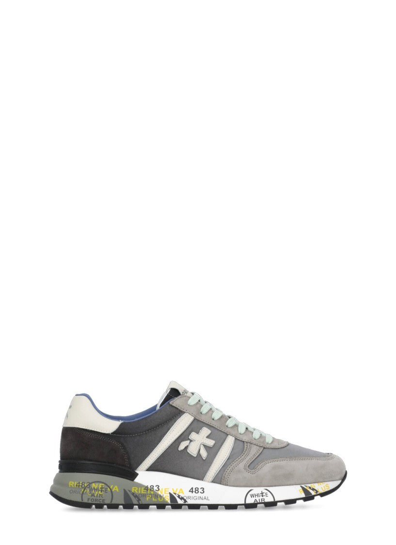 Premiata Grey Lander 4586 Leather-Blend Sneakers