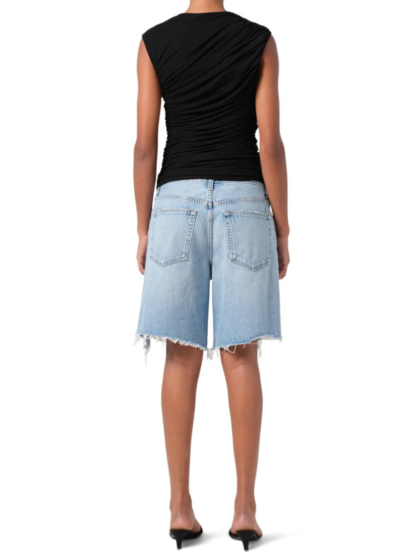 Agolde Mid-Thigh Denim Shorts With Distressed Details